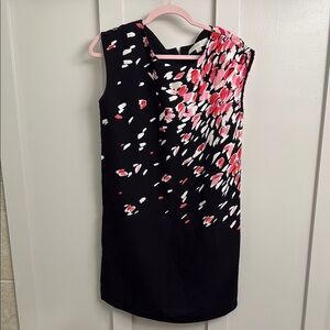 LOFT Pink and Black Sheath Mini Dress Sleeveless